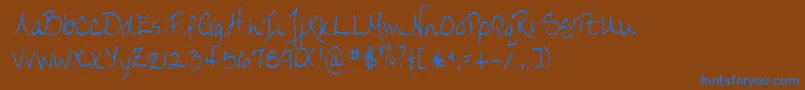 Lehn174-Schriftart – Blaue Schriften auf braunem Hintergrund