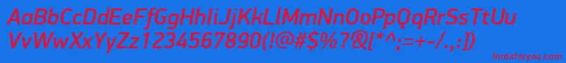 PfdindisplayproMediumitalic Font – Red Fonts on Blue Background