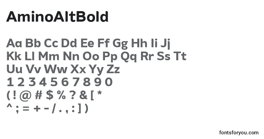 A fonte AminoAltBold – alfabeto, números, caracteres especiais