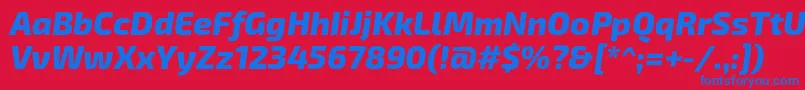 Exo2.0Extrabolditalic Font – Blue Fonts on Red Background