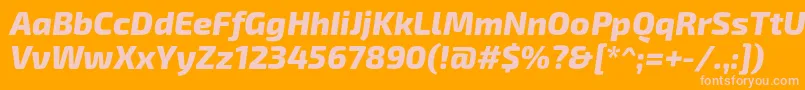 Exo2.0Extrabolditalic-Schriftart – Rosa Schriften auf orangefarbenem Hintergrund