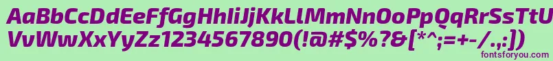 Exo2.0Extrabolditalic Font – Purple Fonts on Green Background