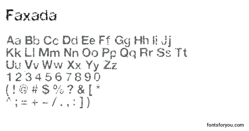 Schriftart Faxada – Alphabet, Zahlen, spezielle Symbole