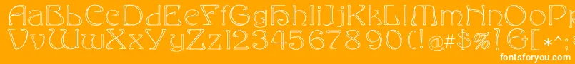 Fonte Eddaoutline – fontes brancas em um fundo laranja