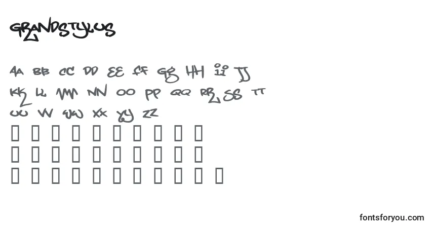 Schriftart Grandstylus – Alphabet, Zahlen, spezielle Symbole