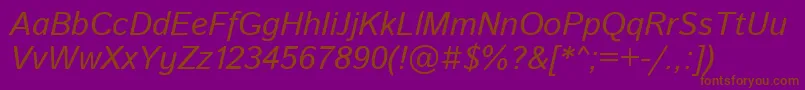 フォントIstokwebBolditalic – 紫色の背景に茶色のフォント