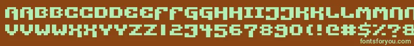 Czcionka PixelTechnology – zielone czcionki na brązowym tle