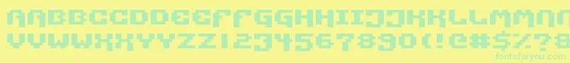PixelTechnology-Schriftart – Grüne Schriften auf gelbem Hintergrund
