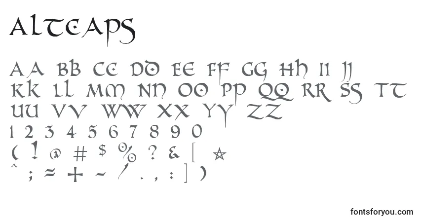Altcaps-fontti – aakkoset, numerot, erikoismerkit