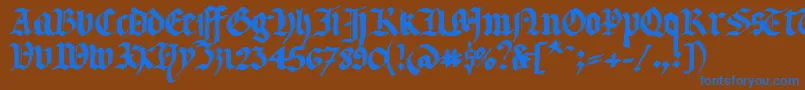 フォントLlterg – 茶色の背景に青い文字