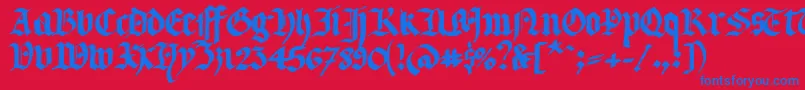 フォントLlterg – 赤い背景に青い文字