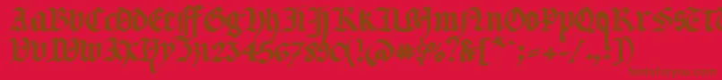 Llterg-Schriftart – Braune Schriften auf rotem Hintergrund