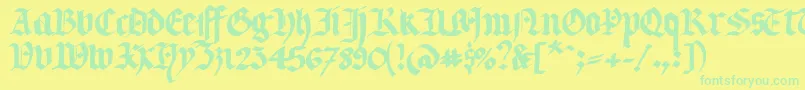 フォントLlterg – 黄色い背景に緑の文字