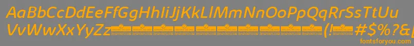 KabrioAbarthRegularItalicTrial-Schriftart – Orangefarbene Schriften auf grauem Hintergrund