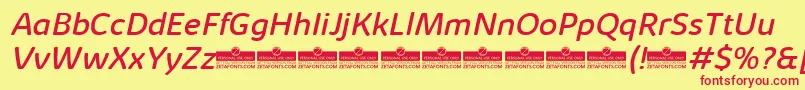 Fonte KabrioAbarthRegularItalicTrial – fontes vermelhas em um fundo amarelo