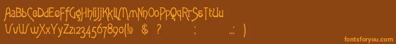 Rstoulouselautrec-Schriftart – Orangefarbene Schriften auf braunem Hintergrund