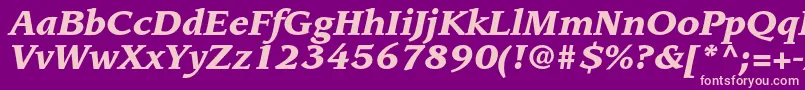 LeawoodstdBlackitalic-fontti – vaaleanpunaiset fontit violetilla taustalla