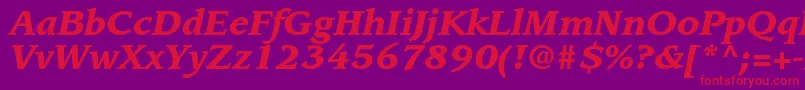 LeawoodstdBlackitalic-fontti – punaiset fontit violetilla taustalla