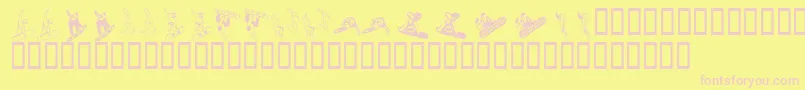KrSnowboard-fontti – vaaleanpunaiset fontit keltaisella taustalla