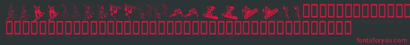 Fonte KrSnowboard – fontes vermelhas em um fundo preto