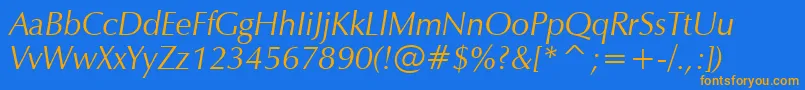 ZapfHumanist601ItalicBt Font – Orange Fonts on Blue Background