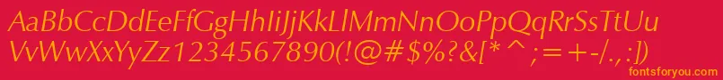 ZapfHumanist601ItalicBt Font – Orange Fonts on Red Background