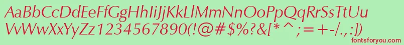 ZapfHumanist601ItalicBt Font – Red Fonts on Green Background