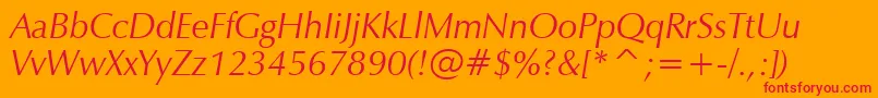 fuente ZapfHumanist601ItalicBt – Fuentes Rojas Sobre Fondo Naranja