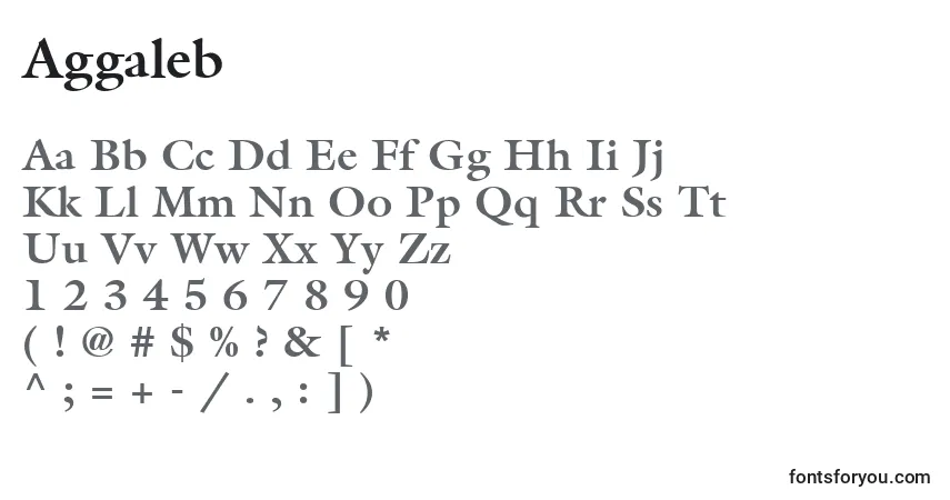 Czcionka Aggaleb – alfabet, cyfry, specjalne znaki
