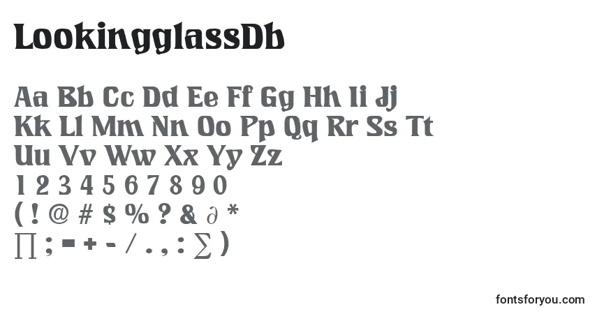 A fonte LookingglassDb – alfabeto, números, caracteres especiais