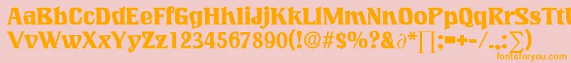 LookingglassDb-Schriftart – Orangefarbene Schriften auf rosa Hintergrund