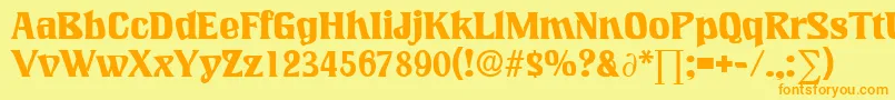 フォントLookingglassDb – オレンジの文字が黄色の背景にあります。