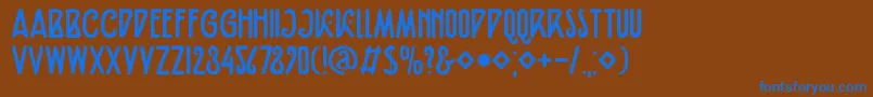 DkFiebigerEins-fontti – siniset fontit ruskealla taustalla