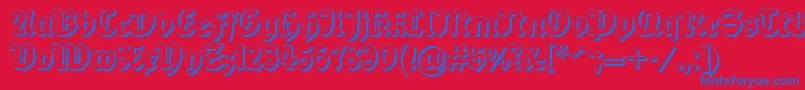 Dsballadeshadow-Schriftart – Blaue Schriften auf rotem Hintergrund
