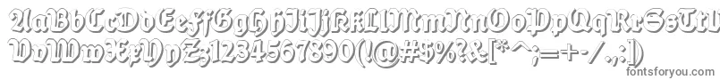 Dsballadeshadow-fontti – harmaat kirjasimet valkoisella taustalla