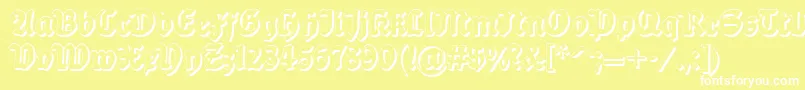 Dsballadeshadow-Schriftart – Weiße Schriften auf gelbem Hintergrund