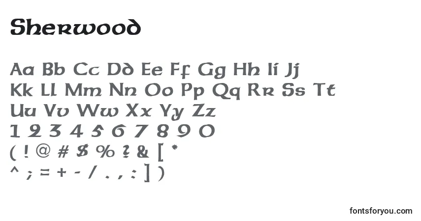 Schriftart Sherwood – Alphabet, Zahlen, spezielle Symbole