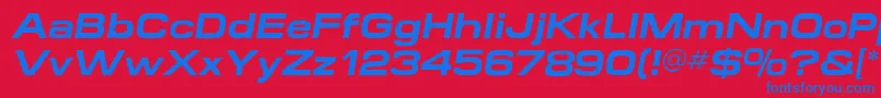 MicroextendflfBolditalic Font – Blue Fonts on Red Background