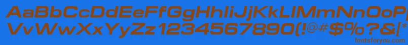 MicroextendflfBolditalic Font – Brown Fonts on Blue Background