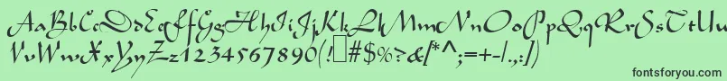 フォントL690ScriptRegular – 緑の背景に黒い文字