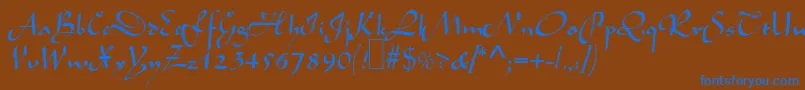 フォントL690ScriptRegular – 茶色の背景に青い文字