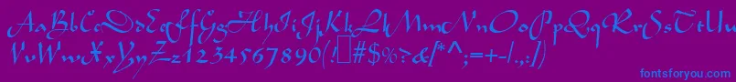 フォントL690ScriptRegular – 紫色の背景に青い文字