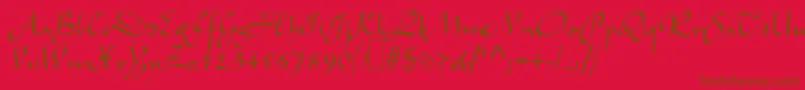 L690ScriptRegular Font – Brown Fonts on Red Background