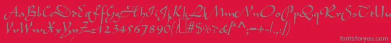 フォントL690ScriptRegular – 赤い背景に灰色の文字