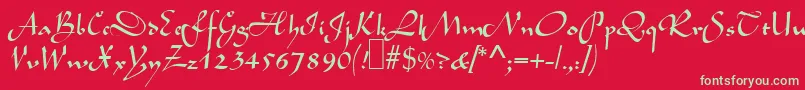 L690ScriptRegular Font – Green Fonts on Red Background