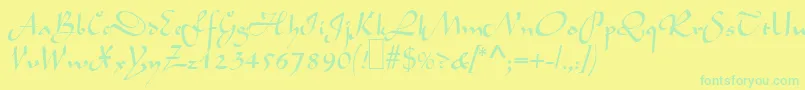 L690ScriptRegular Font – Green Fonts on Yellow Background