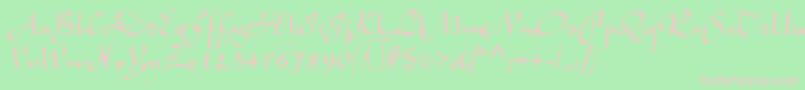 L690ScriptRegular-fontti – vaaleanpunaiset fontit vihreällä taustalla