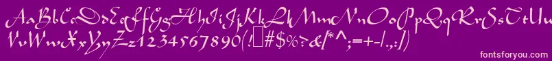L690ScriptRegular Font – Pink Fonts on Purple Background