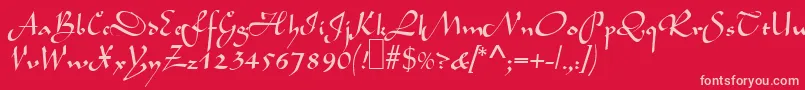 L690ScriptRegular Font – Pink Fonts on Red Background
