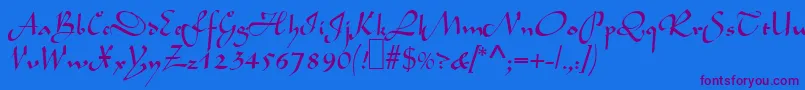 L690ScriptRegular-fontti – violetit fontit sinisellä taustalla